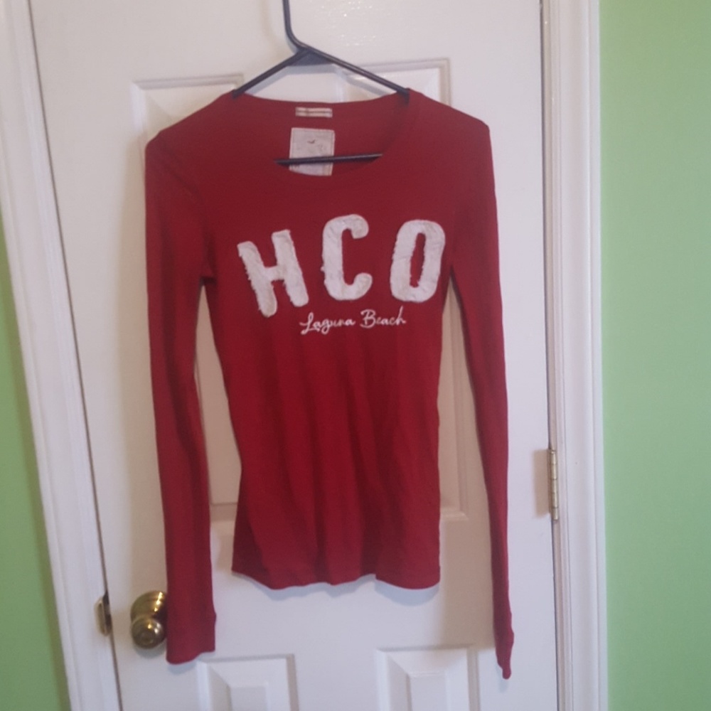Red long sleeve hollister shirt